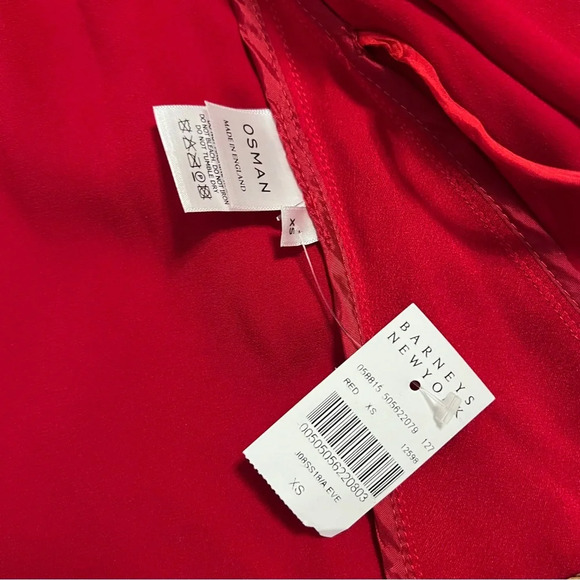 Osman London Red XS Ostrich Feather Trim Robe - Picture 8 of 8